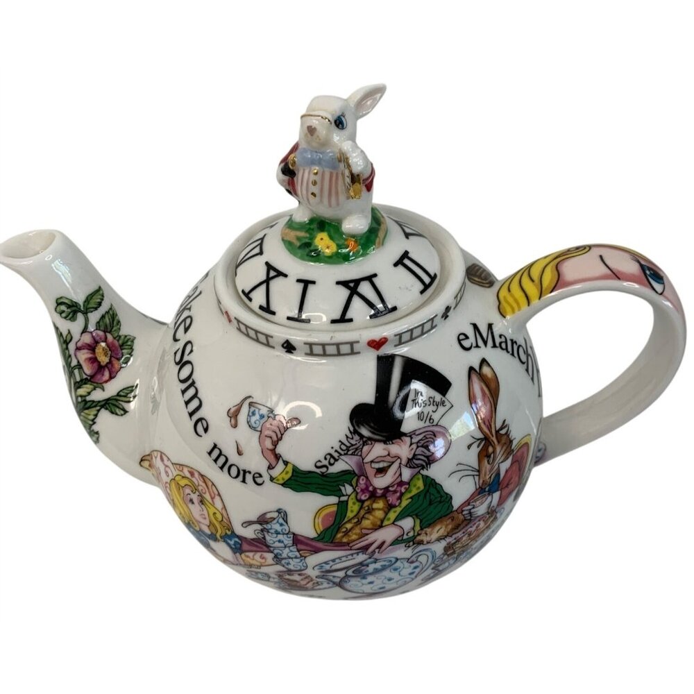 Alice In Wonderland Large Ceramic Teapot With Rabbit Lid By Cardew Design 8797